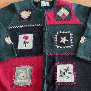 VTG CJ Banks by Christopher & Banks Long Sleeved Holiday Knit Cardigan Sweater